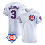 Silnrao C.Cubs #3 Alex Bregman Player White 150th Anniversary Limited Elite Home Game Stitched Jerseys