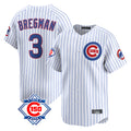 Silnrao C.Cubs #3 Alex Bregman Player White 150th Anniversary Limited Home Game Stitched Jerseys