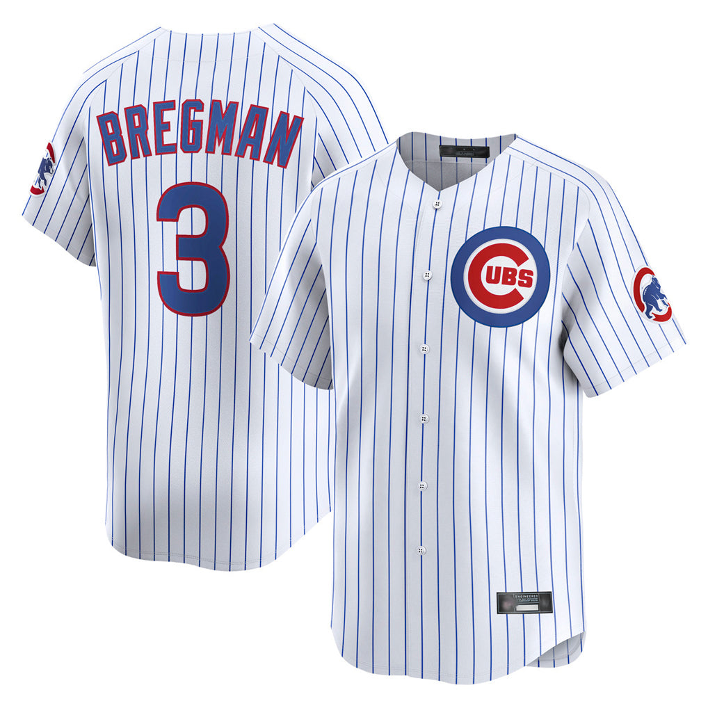Silnrao C.Cubs #3 Alex Bregman Player White Limited Home Game Stitched Jerseys