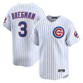Silnrao C.Cubs #3 Alex Bregman Player White Limited Home Game Stitched Jerseys
