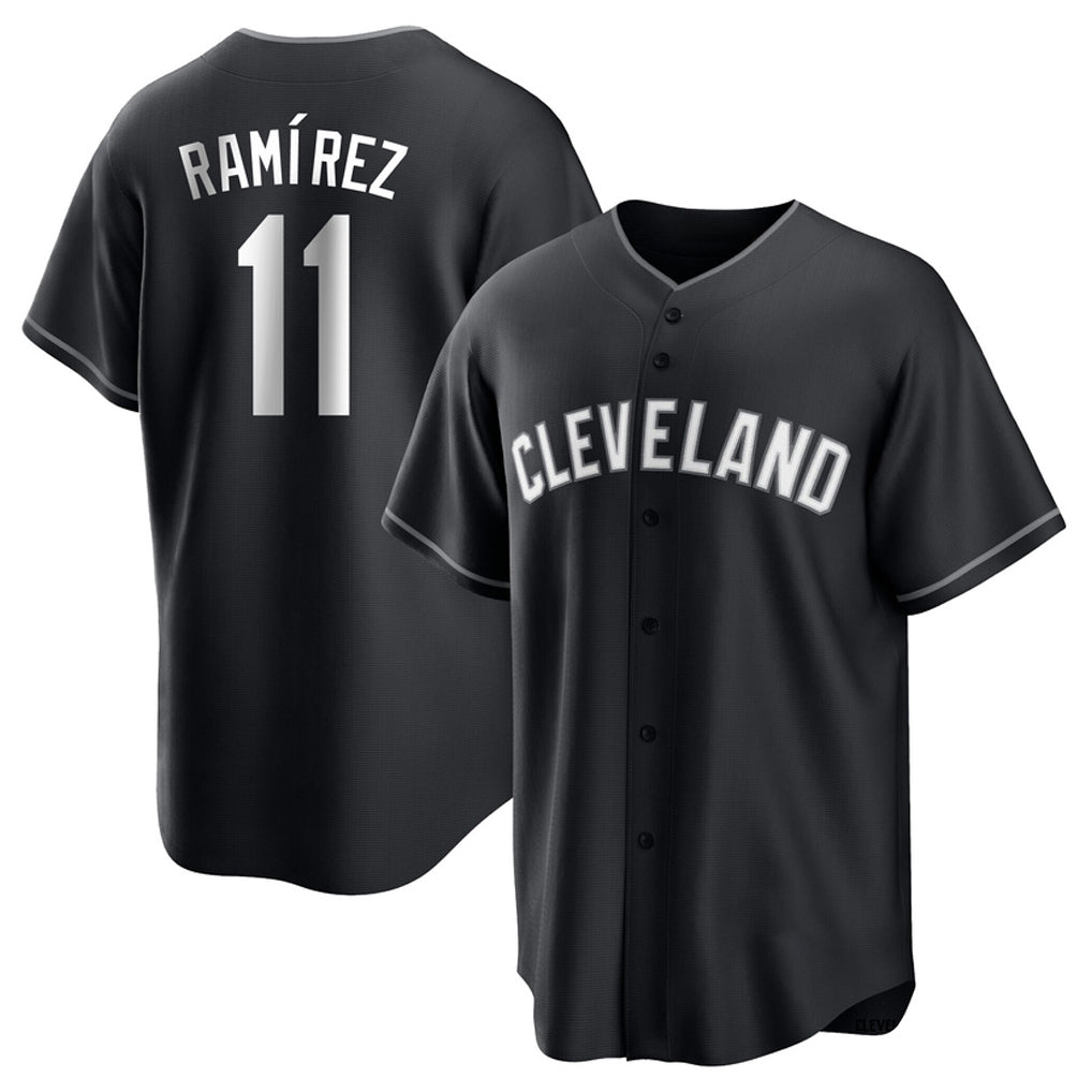 Silnrao C.Guardians #11 Jose Ramirez Player Black Home Game Stitched Jerseys