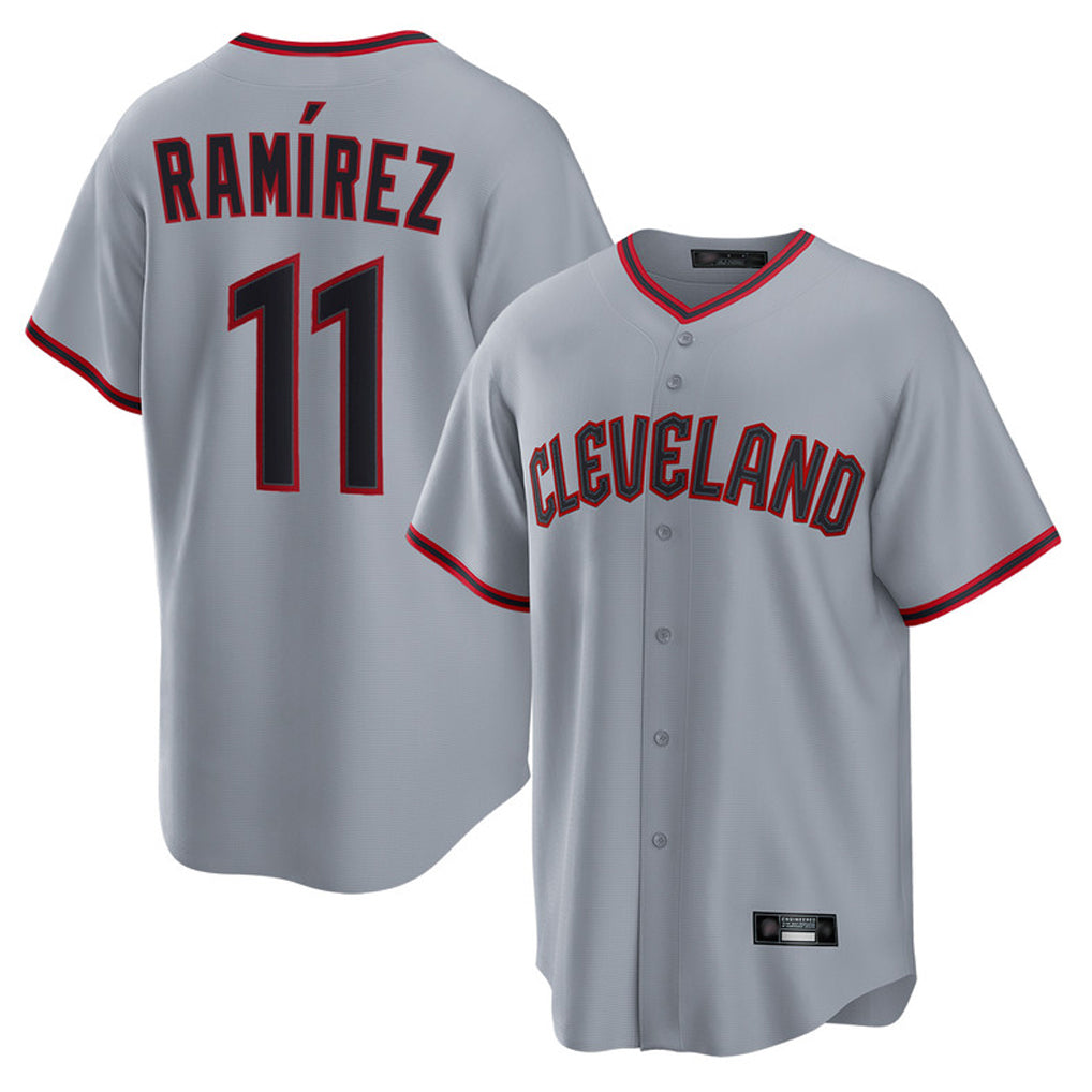 Silnrao C.Guardians #11 Jose Ramirez Player Gray Home Game Stitched Jerseys