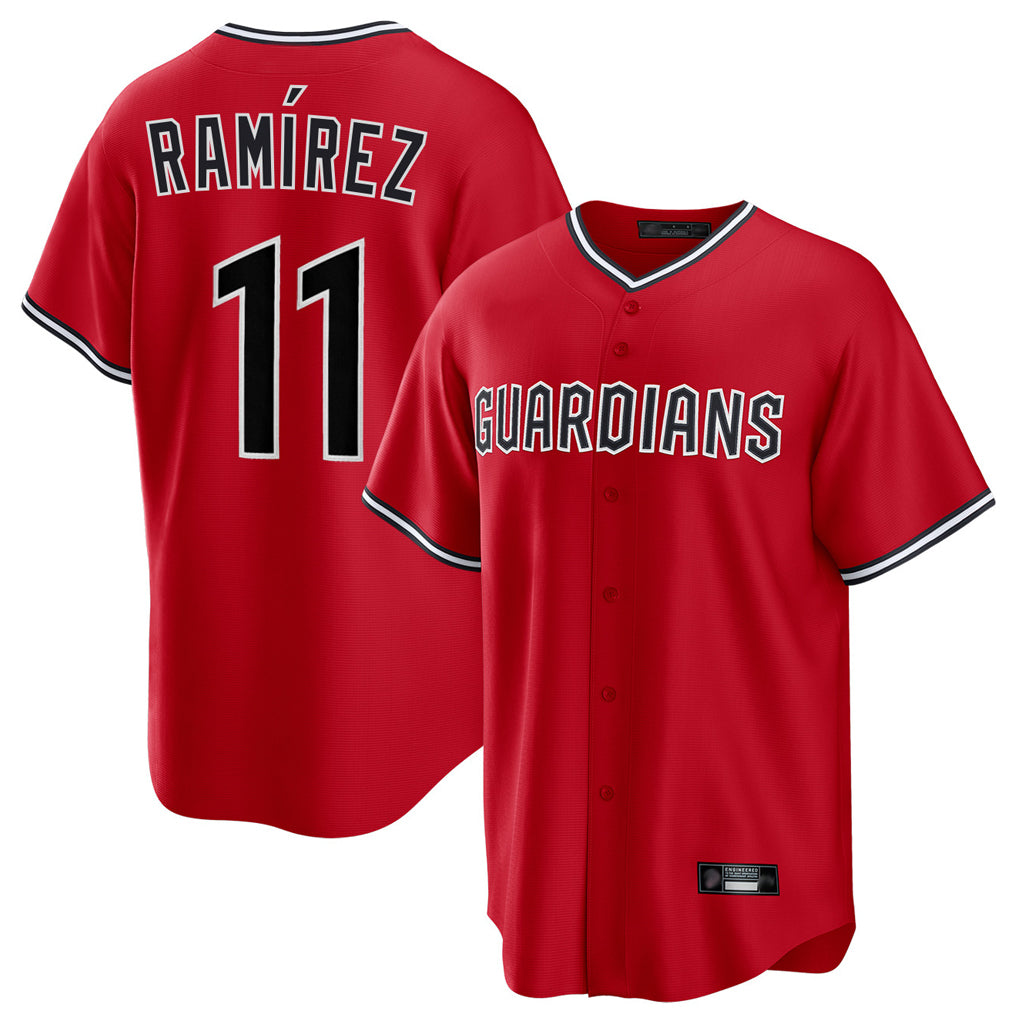 Silnrao C.Guardians #11 Jose Ramirez Player Red Home Game Stitched Jerseys