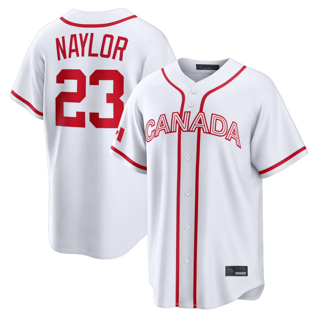 Silnrao C.Guardians #23 Bo Naylor Player White World Classic Home Game Stitched Jerseys