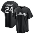 Silnrao C.Guardians #24 Triston McKenzie Player Black Home Game Stitched Jerseys