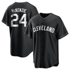 Silnrao C.Guardians #24 Triston McKenzie Player Black Home Game Stitched Jerseys