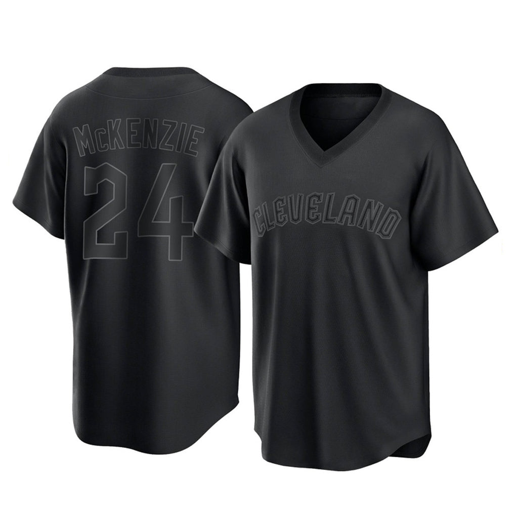 Silnrao C.Guardians #24 Triston McKenzie Player Black T-shirt Home Game Stitched Jerseys