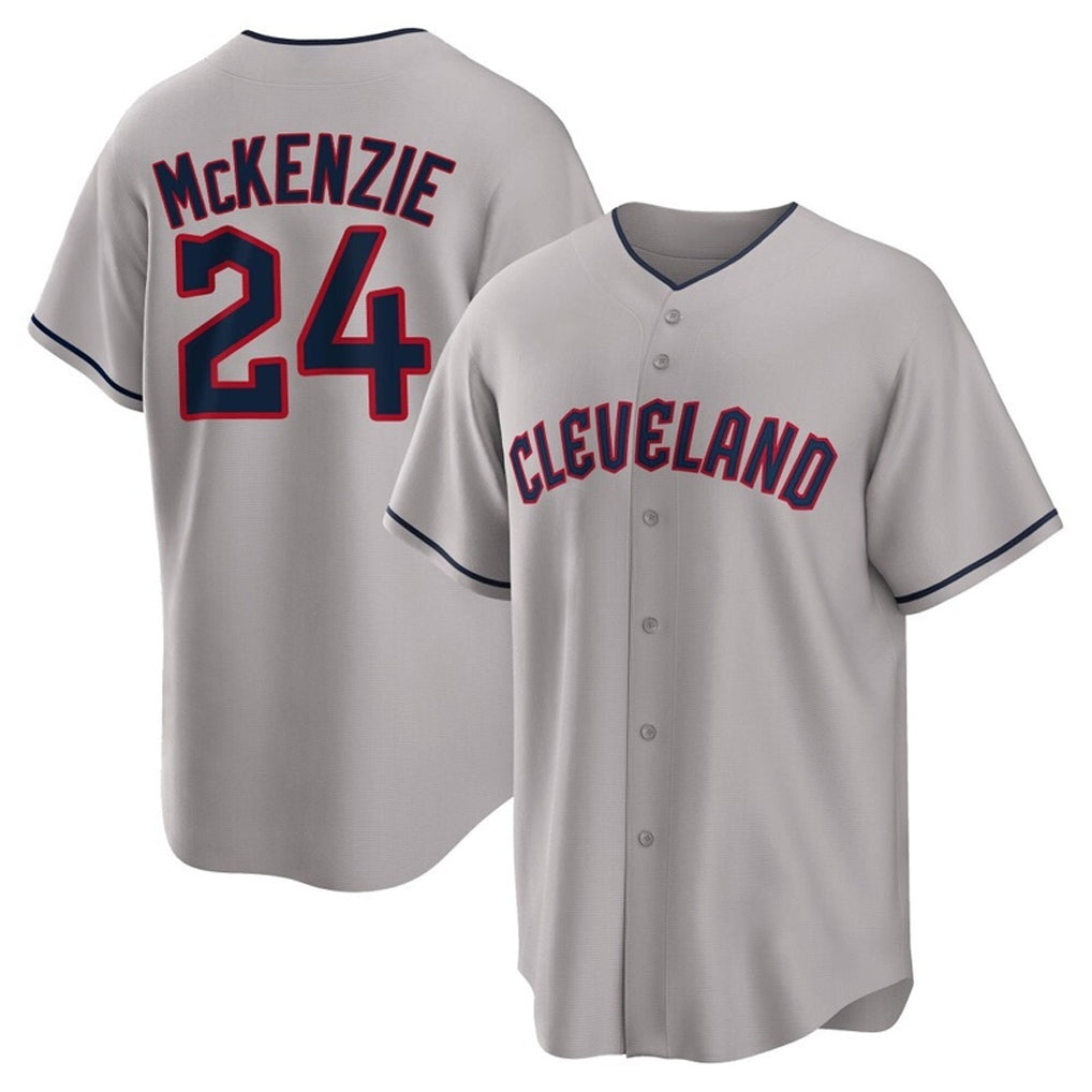 Silnrao C.Guardians #24 Triston McKenzie Player Gray Game Home Stitched Jerseys