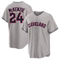 Silnrao C.Guardians #24 Triston McKenzie Player Gray Game Home Stitched Jerseys
