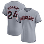 Silnrao C.Guardians #24 Triston McKenzie Player Gray Road Limited Elite Home Stitched Jerseys