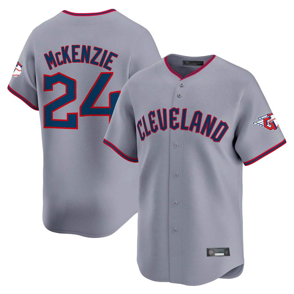 Silnrao C.Guardians #24 Triston McKenzie Player Gray Road Limited Home Game Stitched Jerseys