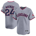 Silnrao C.Guardians #24 Triston McKenzie Player Gray Road Limited Home Game Stitched Jerseys