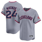 Silnrao C.Guardians #24 Triston McKenzie Player Gray Road Limited Home Game Stitched Jerseys