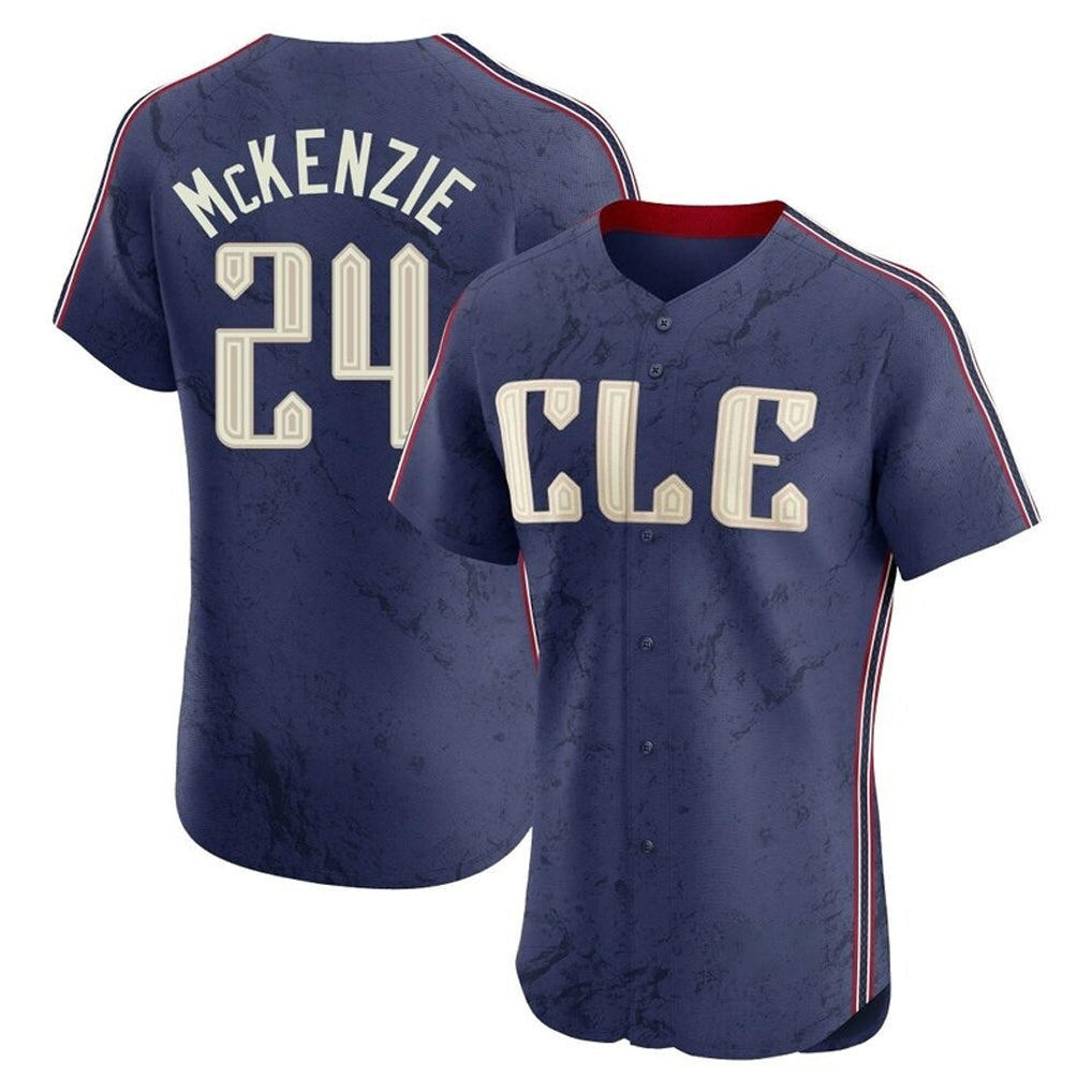 Silnrao C.Guardians #24 Triston McKenzie Player Navy City Connect Limited Elite Home Stitched Jerseys