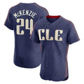 Silnrao C.Guardians #24 Triston McKenzie Player Navy City Connect Limited Elite Home Stitched Jerseys