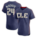 Silnrao C.Guardians #24 Triston McKenzie Player Navy City Connect Limited Elite Home Stitched Jerseys