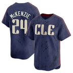 Silnrao C.Guardians #24 Triston McKenzie Player Navy City Connect Limited Home Stitched Jerseys
