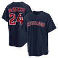 Silnrao C.Guardians #24 Triston McKenzie Player Navy Game Home Stitched Jerseys