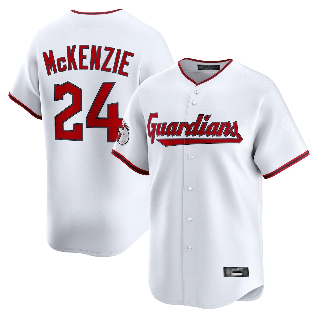 Silnrao C.Guardians #24 Triston McKenzie Player White Limited Home Game Stitched Jerseys