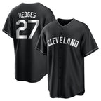 Silnrao C.Guardians #27 Austin Hedges Player Black Home Game Stitched Jerseys