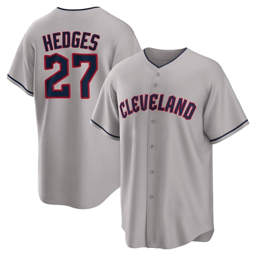 Silnrao C.Guardians #27 Austin Hedges Player Gray Game Home Stitched Jerseys
