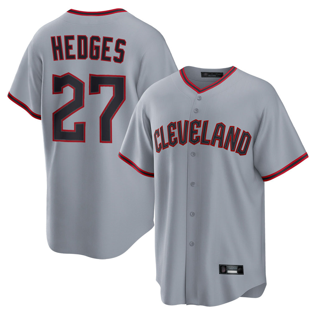 Silnrao C.Guardians #27 Austin Hedges Player Gray Home Game Stitched Jerseys