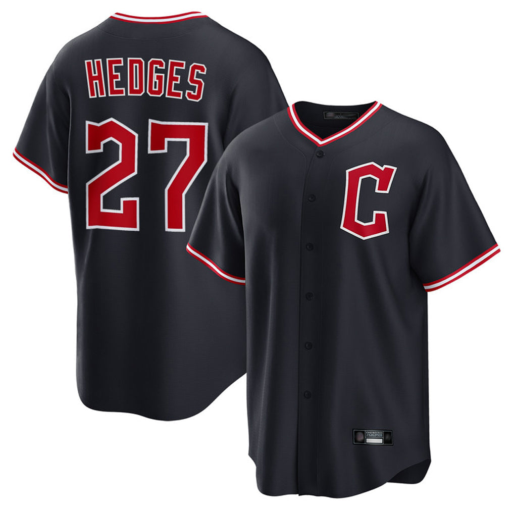 Silnrao C.Guardians #27 Austin Hedges Player Navy Game Home Stitched Jerseys