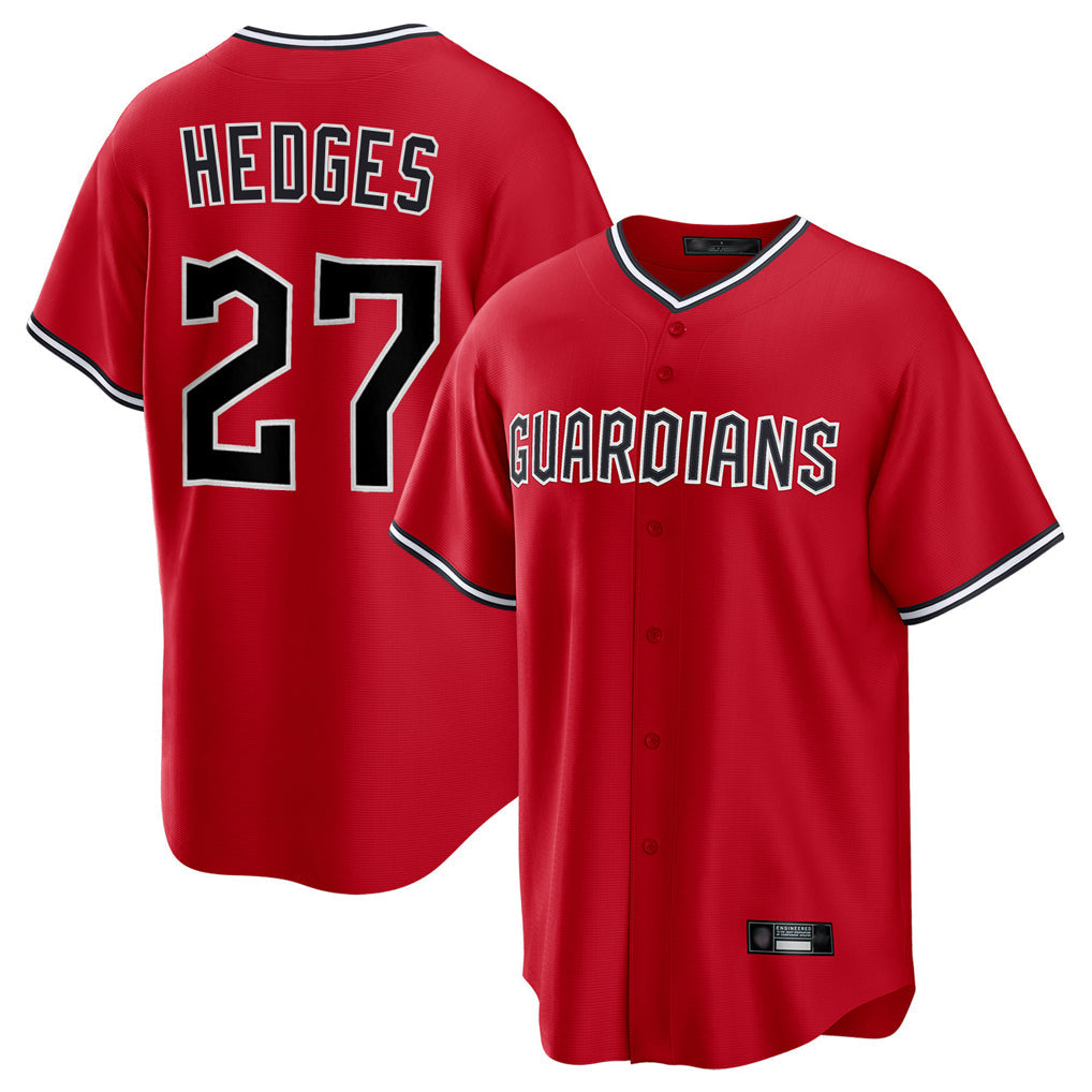Silnrao C.Guardians #27 Austin Hedges Player Red Home Game Stitched Jerseys
