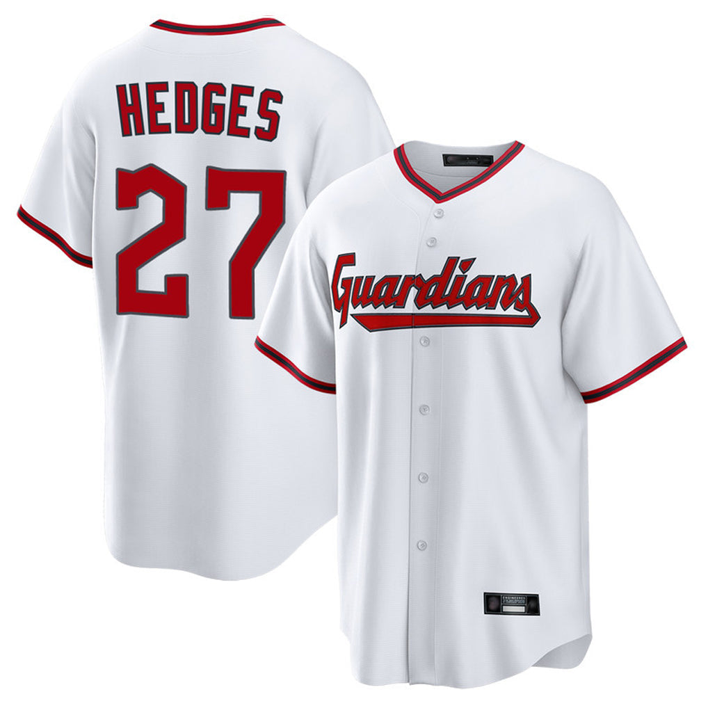 Silnrao C.Guardians #27 Austin Hedges Player White Game Home Stitched Jerseys