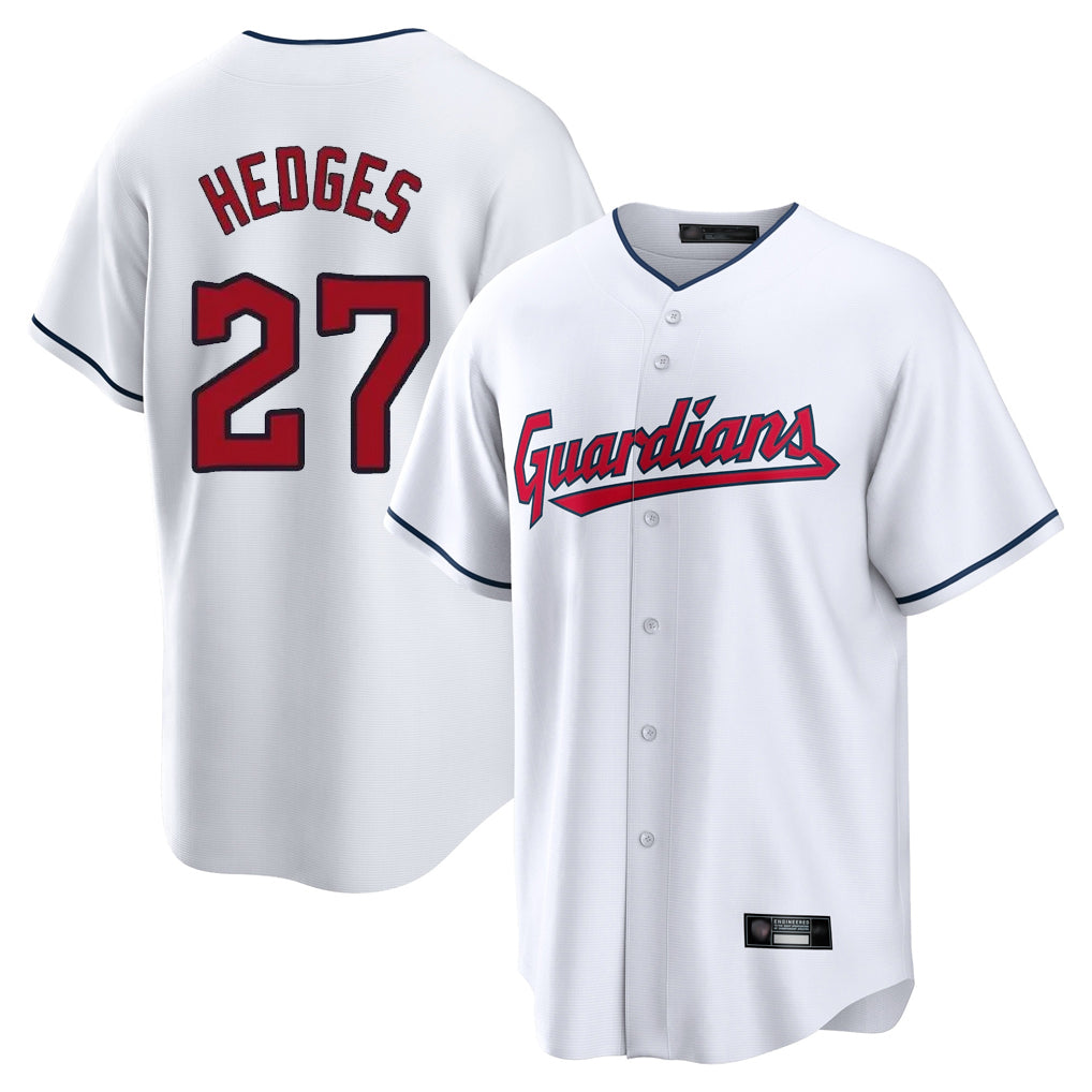 Silnrao C.Guardians #27 Austin Hedges Player White Home Game Stitched Jerseys