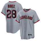 Silnrao C.Guardians #28 Tanner Bibee Player Gray Home Game Stitched Jerseys