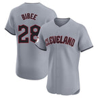 Silnrao C.Guardians #28 Tanner Bibee Player Gray Road Limited Elite Home Stitched Jerseys