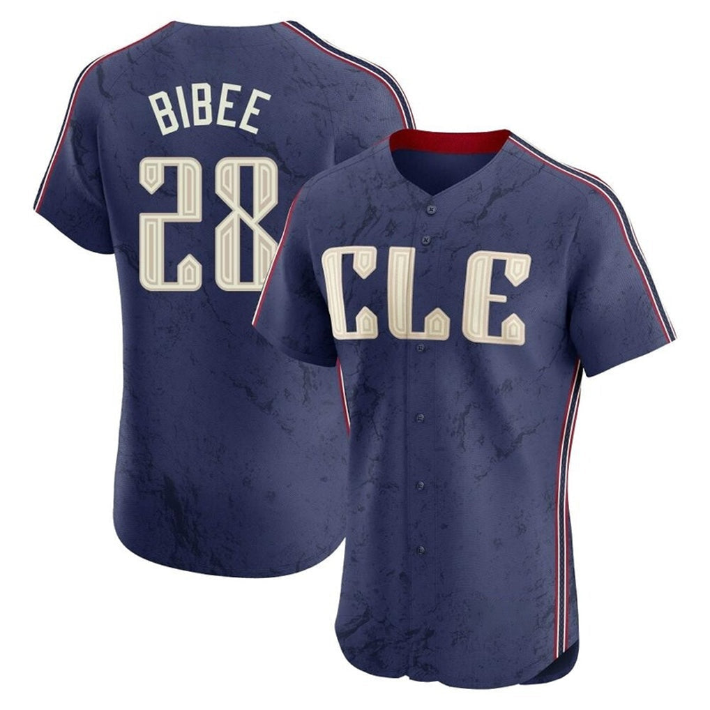 Silnrao C.Guardians #28 Tanner Bibee Player Navy City Connect Limited Elite Home Stitched Jerseys