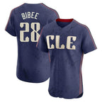 Silnrao C.Guardians #28 Tanner Bibee Player Navy City Connect Limited Elite Home Stitched Jerseys
