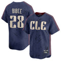 Silnrao C.Guardians #28 Tanner Bibee Player Navy City Connect Limited Home Stitched Jerseys