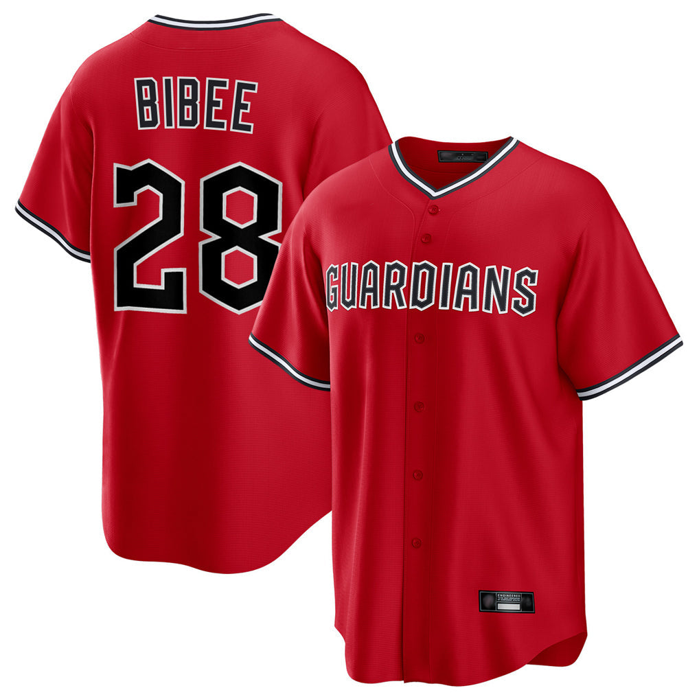 Silnrao C.Guardians #28 Tanner Bibee Player Red Home Game Stitched Jerseys