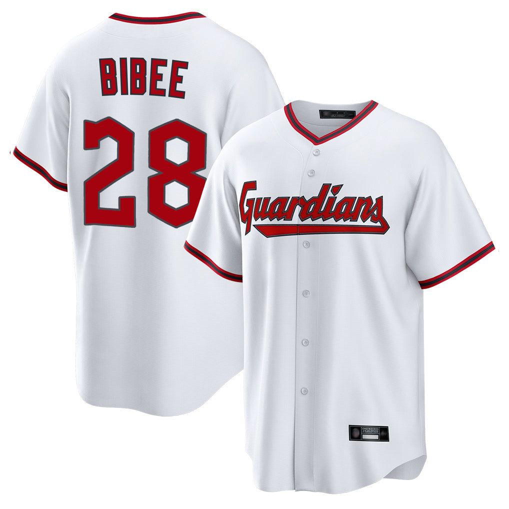Silnrao C.Guardians #28 Tanner Bibee Player White Game Home Stitched Jerseys