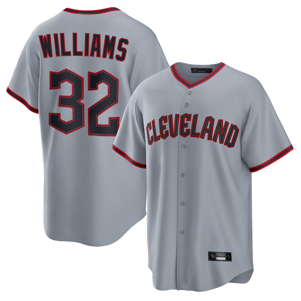 Silnrao C.Guardians #32 Gavin Williams Player Gray Home Game Stitched Jerseys