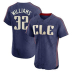 Silnrao C.Guardians #32 Gavin Williams Player Navy City Connect Limited Elite Home Stitched Jerseys