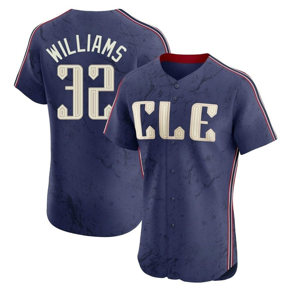 Silnrao C.Guardians #32 Gavin Williams Player Navy City Connect Limited Elite Home Stitched Jerseys