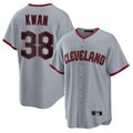 Silnrao C.Guardians #38 Steven Kwan Player Gray Home Game Stitched Jerseys