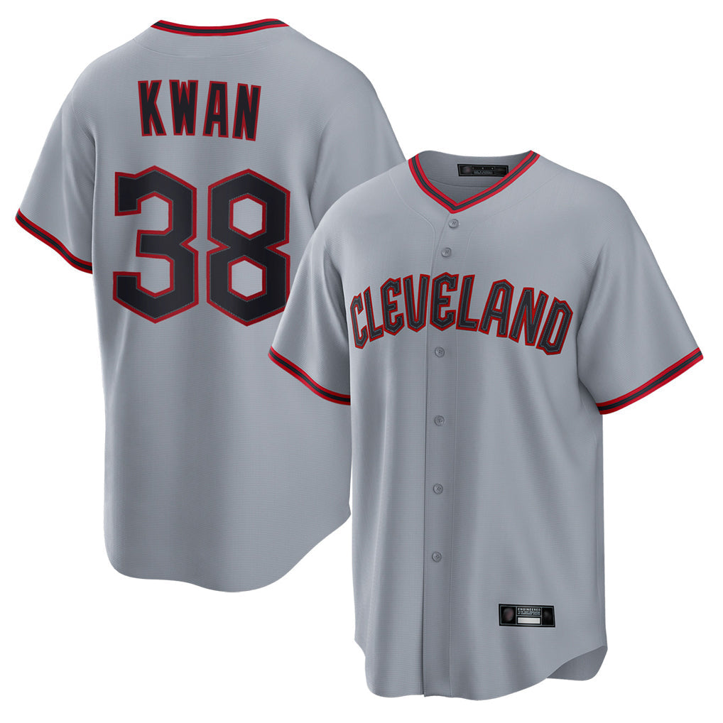 Silnrao C.Guardians #38 Steven Kwan Player Gray Home Game Stitched Jerseys