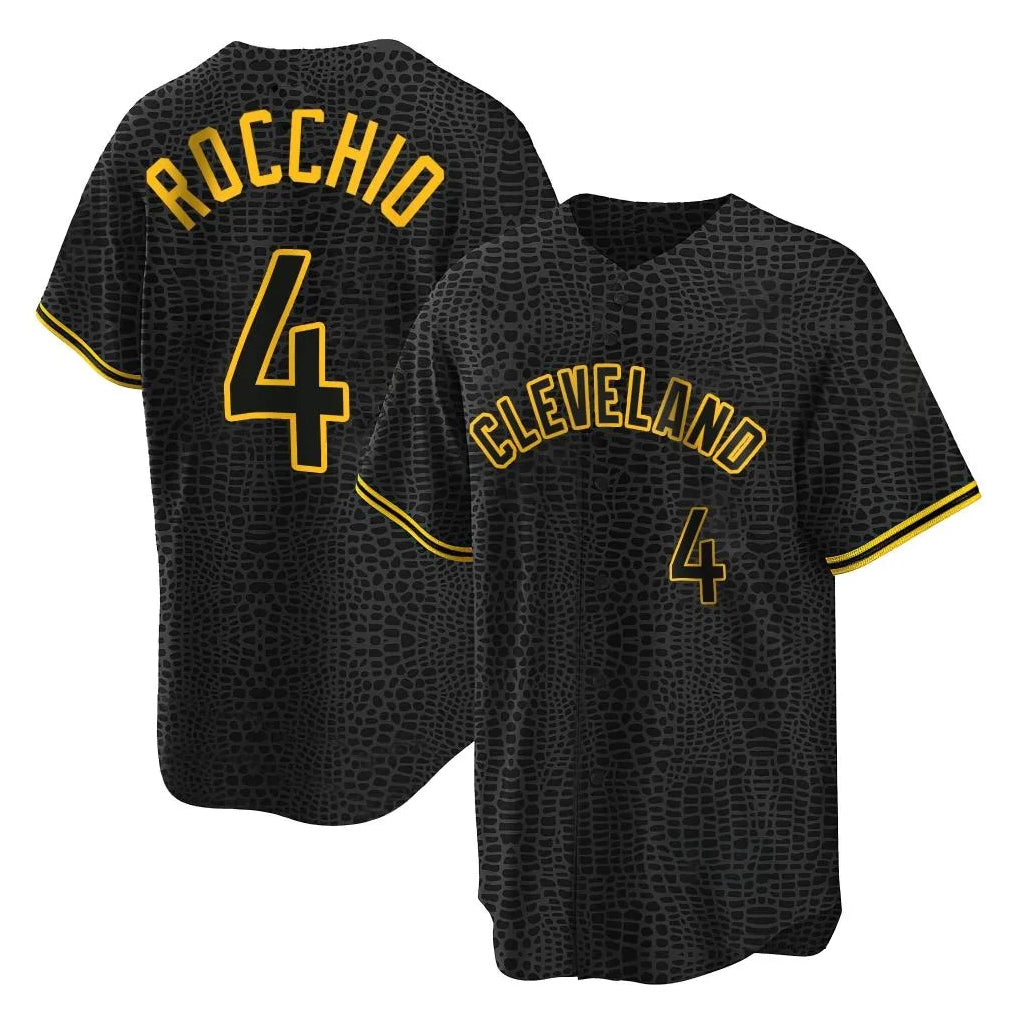 Silnrao C.Guardians #4 Brayan Rocchio Player Black Snake Skin City Home Game Stitched Jerseys