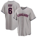 Silnrao C.Guardians #6 David Fry Player Gray Game Home Stitched Jerseys