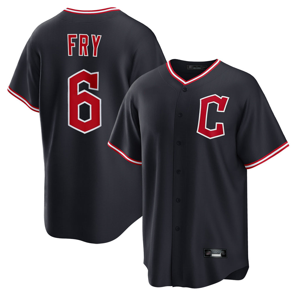 Silnrao C.Guardians #6 David Fry Player Navy Home Game Stitched Jerseys