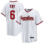 Silnrao C.Guardians #6 David Fry Player White Game Home Stitched Jerseys