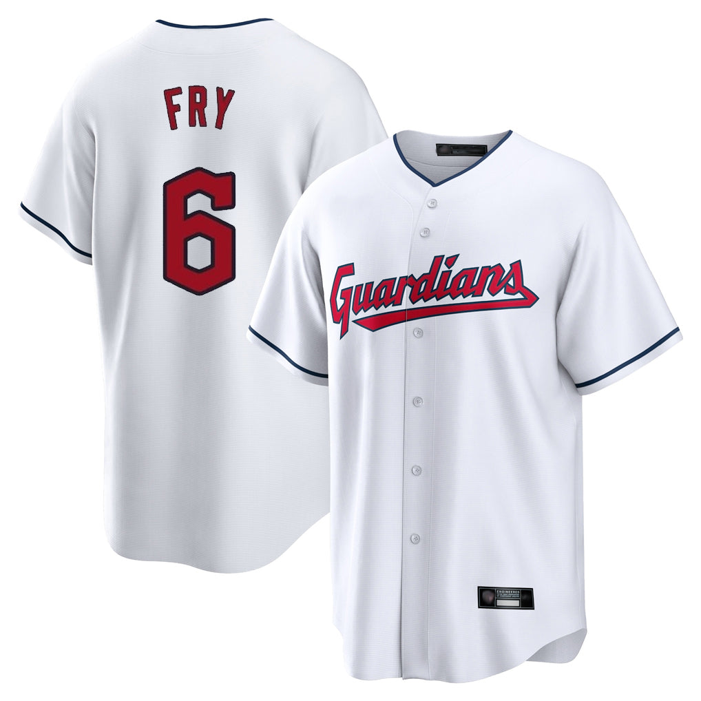 Silnrao C.Guardians #6 David Fry Player White Home Game Stitched Jerseys