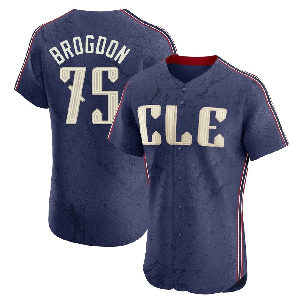 Silnrao C.Guardians #75 Connor Brogdon Player Navy City Connect Limited Elite Home Stitched Jerseys