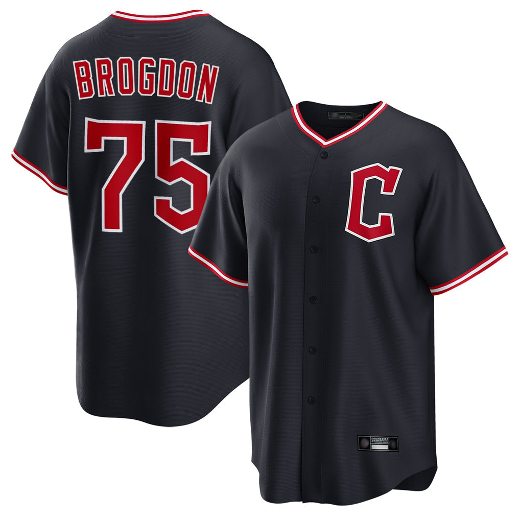 Silnrao C.Guardians #75 Connor Brogdon Player Navy Home Game Stitched Jerseys