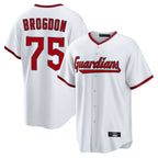 Silnrao C.Guardians #75 Connor Brogdon Player White Game Home Stitched Jerseys